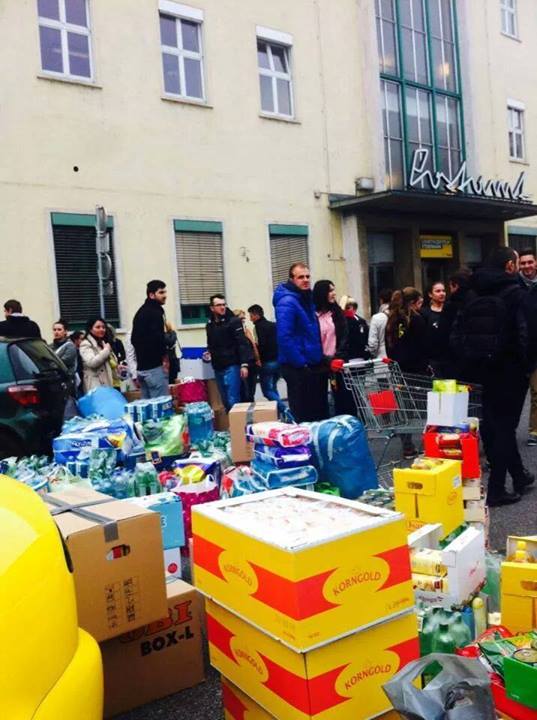 people in graz austria collecting help for bosnian people